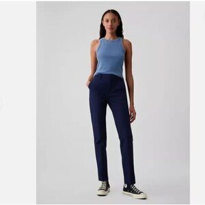 GAP Mid Rise Soft Cotton Stretch Slim Straight Pants Navy Blue Size 0 PETITE